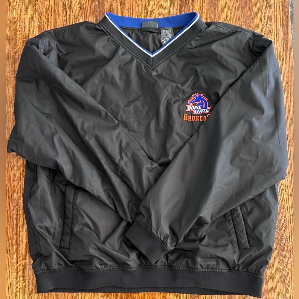 Black Boise State Broncos Pullover V-Neck Windbreaker Jacket Men’s Size L
